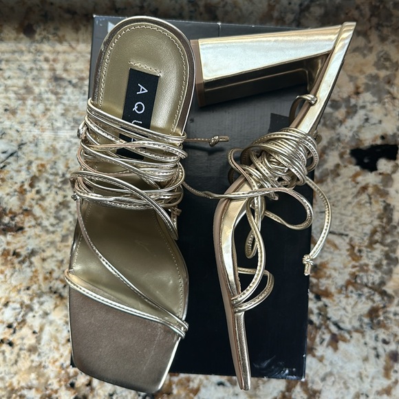 AQUA Leah Ankle Tie High Heel Sandals - Picture 6 of 10